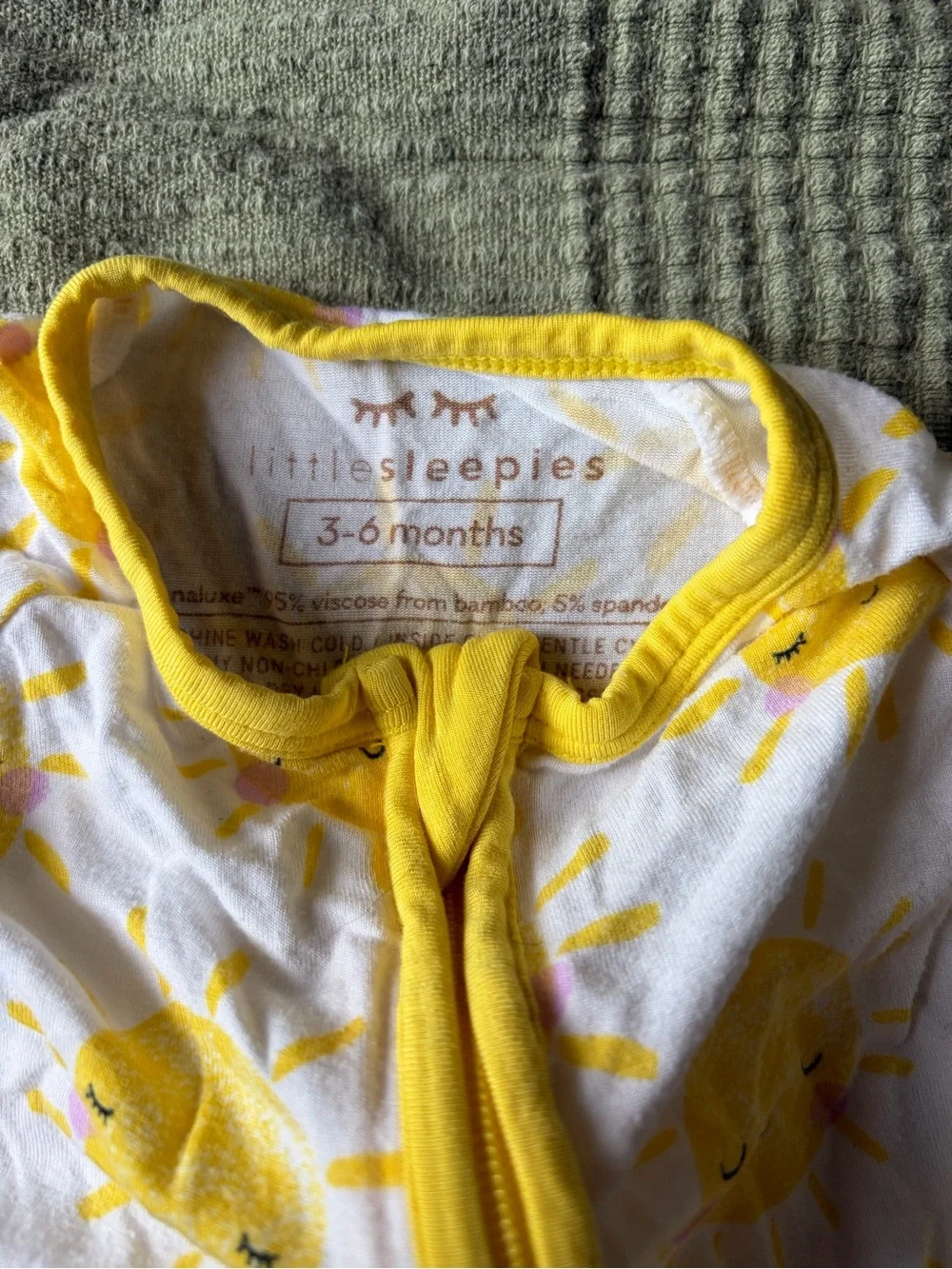 Little Sleepies Yellow Sun Print Kids One-Piece Zipper Pajamas